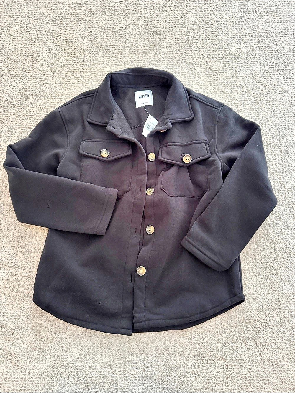 Miss Selfie Black Utility Jacket Size Medium NWT